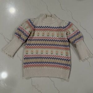 Janie and Jack Cream Floral Knit Sweater